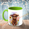 Joycorners Red Angus Cow Purple Bow Sunflower Personalized Mug