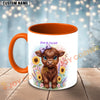 Joycorners Red Angus Cow Purple Bow Sunflower Personalized Mug