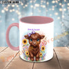 Joycorners Red Angus Cow Purple Bow Sunflower Personalized Mug
