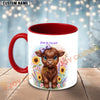 Joycorners Red Angus Cow Purple Bow Sunflower Personalized Mug