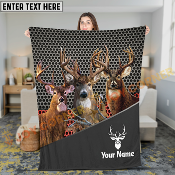 Joycorners Trophy Buck Trio Metal Mesh Background Personalized 3D Blanket