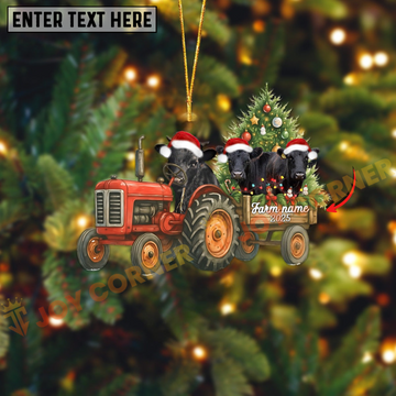 Joycorners Personalized Farm Tractor Christmas Ornament with Dexter & Tree Acrylic Ornament