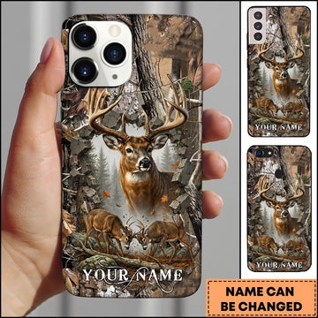 Joycorners Hunting Whitetail Deer Forest Wall Break Personalized 3D Phone Case