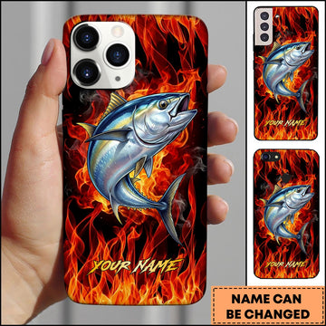 Joycorners Tuna Fishing Fire Flame Background Personalized Name 3D Phone Case