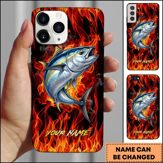Joycorners Tuna Fishing Fire Flame Background Personalized Name 3D Phone Case