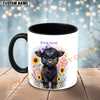 Joycorners Black Angus Cow Purple Bow Sunflower Custom Name Mug