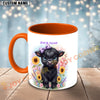 Joycorners Black Angus Cow Purple Bow Sunflower Custom Name Mug