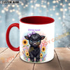 Joycorners Black Angus Cow Purple Bow Sunflower Custom Name Mug