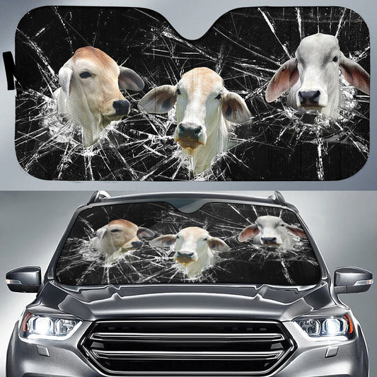 Joycorners Brahman Cattle Broken Glass All Over Printed 3D Sun Shade