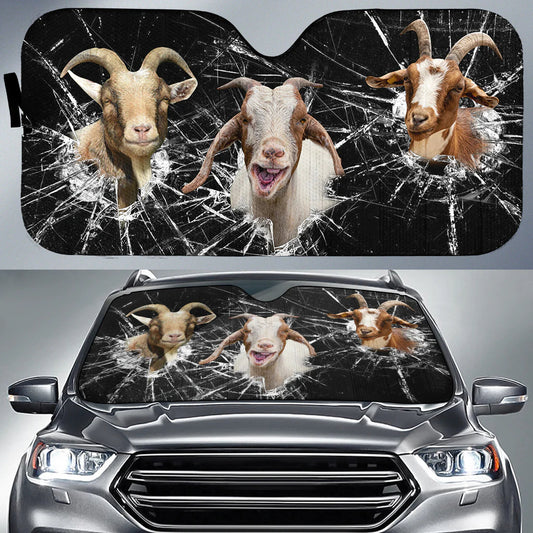 Joycorners Goat Broken Glass All Over Printed 3D Sun Shade