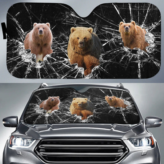 Joycorners Bear Broken Glass All Over Printed 3D Sun Shade