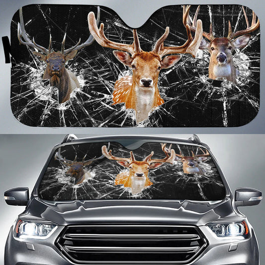 Joycorners Deer Broken Glass All Over Printed 3D Sun Shade