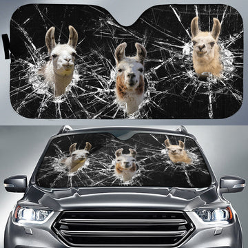 Joycorners Llama Broken Glass All Over Printed 3D Sun Shade