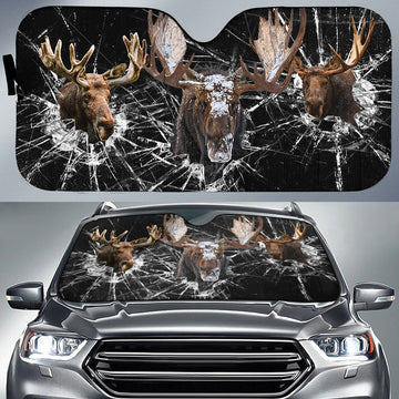 Joycorners Moose Broken Glass All Over Printed 3D Sun Shade