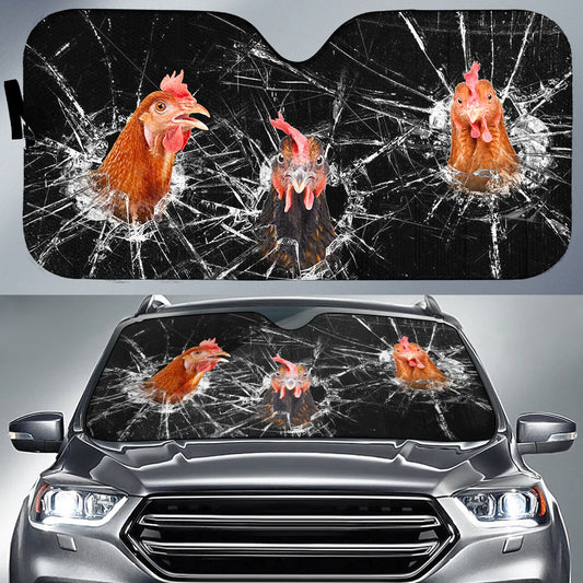 Joycorners Chicken Broken Glass All Over Printed 3D Sun Shade