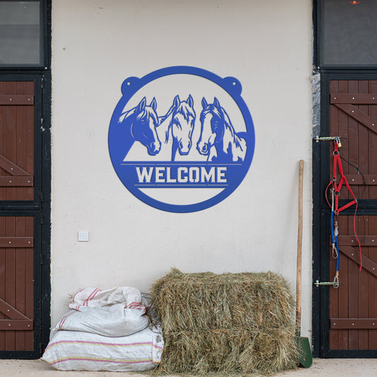 Joycorners Horse Metal Sign Personalized-Horse Girl-Horse Decor-Horse Lovers-Horse Welcome-Horse Sign for Barn-Home-Trailer LM0110