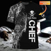 Joycorners Custom Chef Skull Black 3D Tshirt, Skull Master Chef Shirts, Chef Shirt