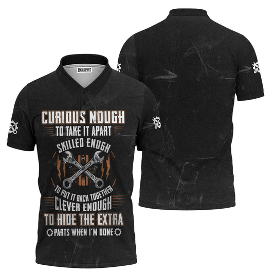 Joycorners Mechanic Wrench Shirt, Curious Skilled Clever Enough to Hide Extra Parts Shirt, Funny Gift for Men, Mechanic Gift Lover PT2609