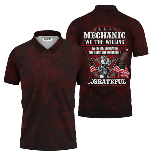 Joycorners Mechanic Shirt Doing The Impossible For The Ungrateful Skull Wrench Patriotic American Flag Auto Repair Garage Workwear Gift PT2609