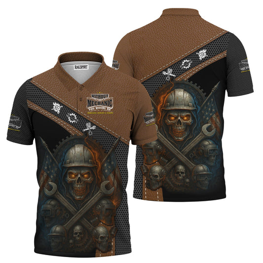Joycorners Skull Mechanic T Shirt Without Mechanic You Would Be Homeless Hungry Naked American Flag Auto Repair Garage Workwear Gift For Men Dad PT2609
