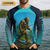 Joycorners Gone Fishing Be Back Bigfoot Blue Fishing Shirt, SPF Shirt For Men, Gift For Fisherman, Men's Fishing Shirt