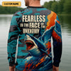Joycorners Shark Fishing Shirt, Fearless In The Face Of The Unknown Fishing UPF Shirts, Fishing Gifts For Men