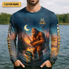 Joycorners The Best Things In Life Are Wild And Free Funny Bigfoot Fishing SPF Shirt For Men, Gift For Fisherman