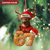 Joycorners Personalized Deer Christmas Ornament, 67 Gingerbread Number Decoration 2025, Funny Buck Birthday Holiday Tree Gift MT2411