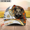 Joycorners Hunting Cap White Orange Camo With Golden Line Personalized Name 3D Cap (Deer/Moose/Elk/Boar)