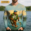 Joycorners Gone Fishing With Sasquatch, Fishing Shirts, SPF Long Sleeve Shirts, Fishing Shirts For Men