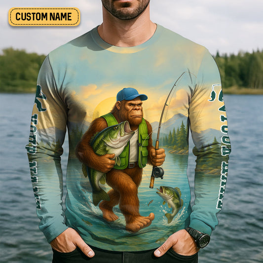 Joycorners Gone Fishing With Sasquatch, Fishing Shirts, SPF Long Sleeve Shirts, Fishing Shirts For Men