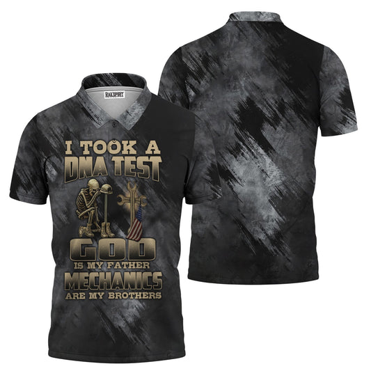 Joycorners Mechanic T-Shirt, DNA Test Quote, God Father, Mechanics Brother, Funny Skeleton & Cross Design, Unique Gift for Mechanics & Fathers PT2609