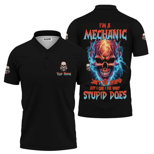 Joycorners Custom Name Skull Mechanic Shirt I'm A Mechanic Printed Jacket Hoodie All Over Print PT2609