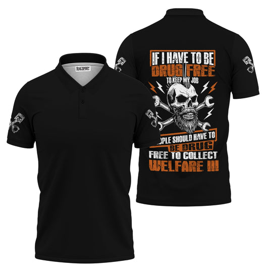 Joycorners Funny Vintage Mechanic Shirt If I Have To Be Drug Free To Kep My Job Skull Wrench T Shirt PT2609