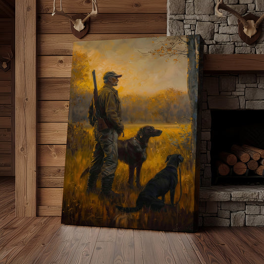 Joycorner Hunter with Dogs Autumn Field Nature Painting Canvas