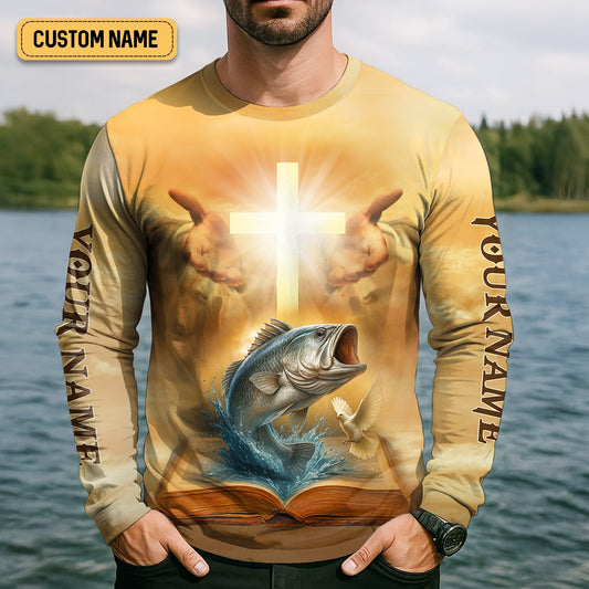 Joycorners I Like Fishing And Believe In Jesus, Fishing UPF Shirts, Fisherman Gift, Fishing Shirts For Men