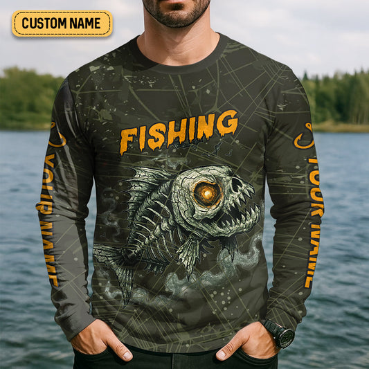 Joycorners Gone Fishin In The Afterlife Horror Fishing SPF Shirt For Men, Halloween Fishing Jersey, Presents For Fishermen