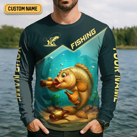 Joycorners There's Nothing A Beer And Fishing Can't Fix SPF Shirt For Men, Gift For Fisherman, Largemouth Bass Fishing