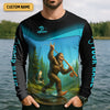 Joycorners Happiness Is A Big Fish And A Witness Bigfoot Fishing SPF Shirt, Funny Fishing Shirt, Men's Fishing Shirt