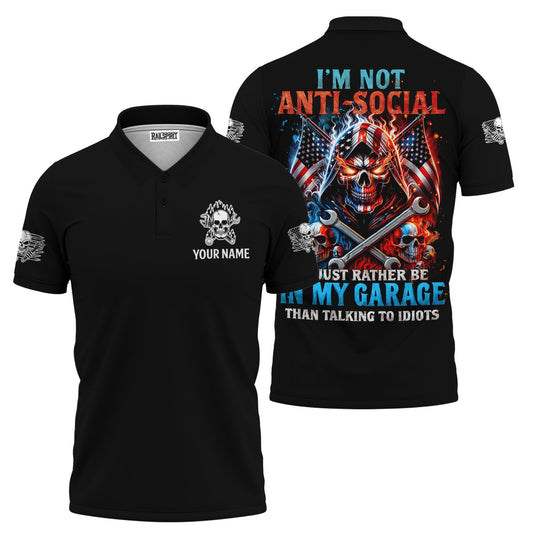 Joycorners Custom Name Funny Mechanic Shirt I'd Just Rather Be In My Garage Than Talking to Idiots Hoodie Jacket For Mechanic PT2609