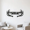 Maxcorners Personalized Deer Antler Metal Sign WITH LED/WITHOUT LED - Rustic Cabin Name Sign, Hunter Lodge Established Wall Art MT0110