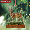 Joycorners Personalized Geometric Deer Christmas Ornament, Custom Name Buck Hunter Gift, Crystal Style Woodland Holiday Decor MT2411