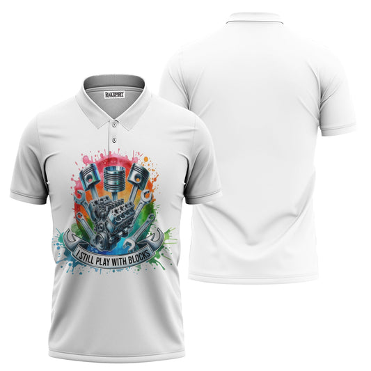 Joycorners Mens Mechanic Shirt, Funny Engine Block Car Repair Graphic Tee with Pistons and Tools for Auto Repair Garage Technician Gift PT2609