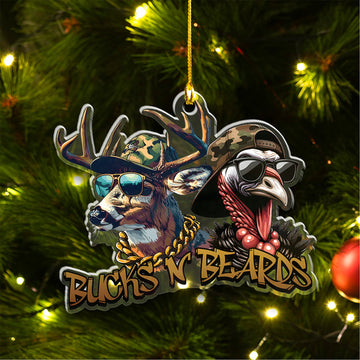 Joycorners Personalized Funny Bucks ‘N Beards Ornament – Cool Gift for Hunters & Outdoorsmen MT0110