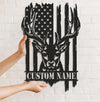 Maxcorners Personalized Vertical American Flag Deer Hunting Metal Sign WITH LED/WITHOUT LED Light Rustic Lodge Wall Decor MT0110