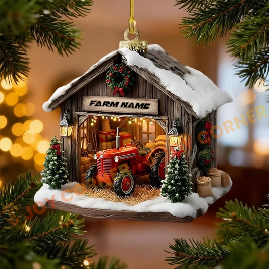 Joycorners Merry Christmas Farm Tractor Custom Name Acrylic Ornament