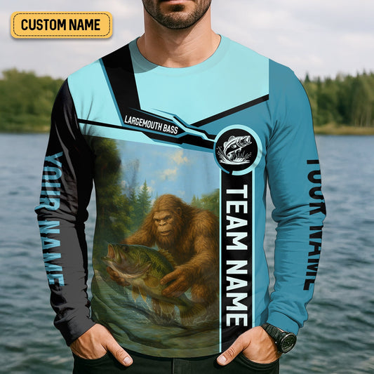 Joycorners Hooked On Fish, Largemouth Bass Fishing, Funny Fishing Shirt, UV Protection Clothing, Mens Casual Shirts