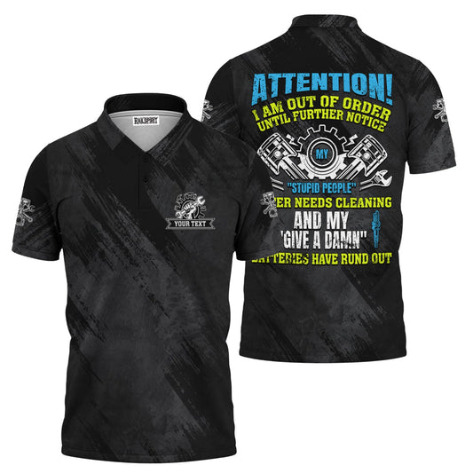 Joycorners Custom Name Mechanic T Shirt Attention I Am Out Of Order Mechanic Shirt All Over Print PT2609