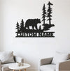 Maxcorners Personalized Bear Metal Sign WITH LED/WITHOUT LED - Rustic Cabin Name Sign, Wildlife Forest Wall Art for Lodge & Outdoor Decor MT0110