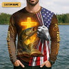 Joycorners Hooked On Jesus Mark 1:17 Fishing UPF Shirts, Jesus Fishing Shirt, Fishing Shirt For Men